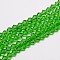 Transparent Glass Beads Strands, Faceted, Bicone, Lime Green, 6x6mm, Hole: 1mm, about 45~47pcs/strand, 9.65~9.84 inch(24.5~25cm)