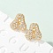 Brass Micro Pave Cubic Zirconia Stud Earrings, Pave Cluster Earring, Rack Plating, Long-Lasting Plated, Real 18K Gold Plated, Letter A, 13.5x13mm
