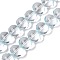 Transparent Electroplate Glass Beads Strands, Oval, Light Sky Blue, 14.5x11x10~10.5mm, Hole: 1.2mm, about 54~55pcs/strand, 24.17~24.41 inch(61.4~62cm)