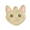 Alloy Enamel Pendants, Cat Head Charm, Golden, Pale Goldenrod, 19x18x1.5mm, Hole: 1.6mm