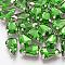 Sew on Rhinestone, Multi-strand Links, Glass Rhinestone, with Brass Prong Settings, Garments Accessories, Faceted, teardrop, Platinum, Green, 8x5.5x4mm, Hole: 0.8~1mm
