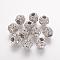 Brass Beads, Cadmium Free & Lead Free, with Grade A Rhinestone, Rondelle, Platinum, Crystal, 8x8mm, Hole: 2mm