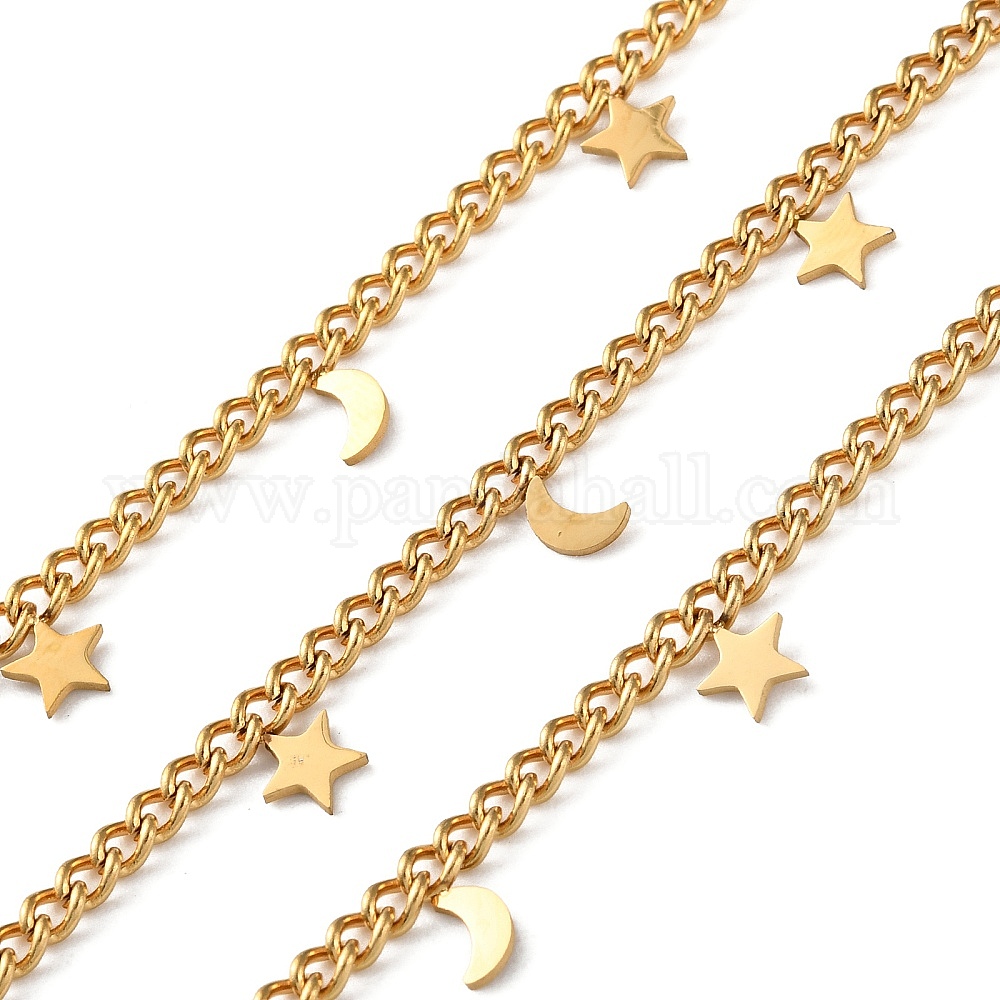 Wholesale 304 Stainless Steel Curb Chains with Star Charm - Pandahall.com