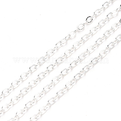 Brass Cable Chains, Soldered, Cadmium Free & Nickel Free & Lead Free, with Spool, Flat Oval, Silver, 2.2x1.9x0.3mm, Fit for 0.6x4mm Jump Rings, about 32.8 Feet(10m)/roll
