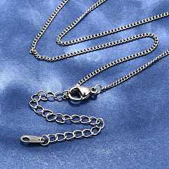 Tarnish Resistant 304 Stainless Steel Necklaces, Curb Chain Necklaces, Stainless Steel Color, 16.14 inch(41cm)