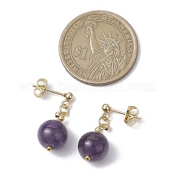 Natural Mixed Stone Round Beads & 304 Stainless Steel Components Dangle Earrings for Women&nbsp;EJEW-JE06231