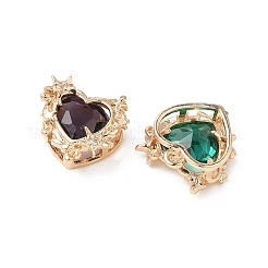 Brass & Glass Micro Pave Cubic Zirconia Pendants&nbsp;KK-S532-04KCG