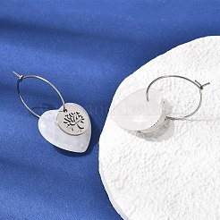 Natural Quartz Crystal & 304 Stainless Steel Hoop Earrings for Women&nbsp;EJEW-G475-05P-02