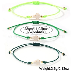 3Pcs Dyed Synthetic White Turquoise & Brass Beaded Braided Bead Bracelets&nbsp;QB7029-15
