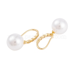 Rack Plating Brass Cubic Zirconia ABS Pearl Earring Hooks&nbsp;EJEW-S219-16G-04