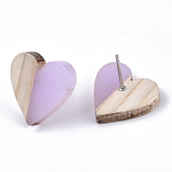 Transparent Resin & Wood Stud Earrings&nbsp;EJEW-N017-002A-D03
