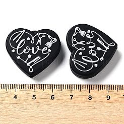 Food Grade Heart with Word Love Silicone Focal Beads&nbsp;LS-SIL-NH0001-01A