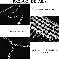 Alloy Multi Layers Flat Round Waist Belt with Curb Chains&nbsp;FIND-WH20010-06P