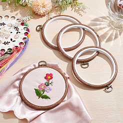 4Pcs Plastic Imitation Wood Cross Stitch Embroidery Hoops&nbsp;FIND-SP0005-19