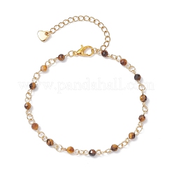 3Pcs 3 Styles Natural Mixed Gemstone & Cat Eye Faceted Round Beads Link Bracelets for Women Men&nbsp;BJEW-JB12507