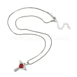 Cubic Zirconia Fairy with Heart Pendant Necklace with Box Chains&nbsp;NJEW-C004-01E