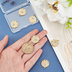 6Pcs Brass Micro Pave Colorful Cubic Zirconia Pendants&nbsp;KK-BBC0002-34