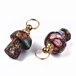 Assembled Synthetic Bronzite and Imperial Jasper Openable Perfume Bottle Pendants&nbsp;LS-G-S366-057D