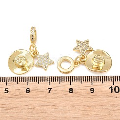 Brass Micro Pave Clear Cubic Zirconia European Dnagle Charms&nbsp;KK-L275-30G