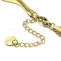Ion Plating(IP) 304 Stainless Steel Herringbone Chains Double Layer Necklace&nbsp;NJEW-H013-01G