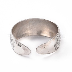 Bohemia Tibetan Style Alloy Thick Open Cuff Bangle for Women&nbsp;BJEW-E002-01AS-03