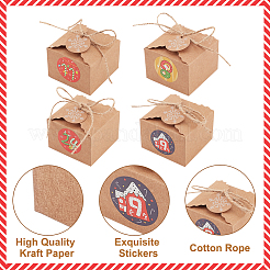 24Pcs Rectangle Foldable Creative Christmas Paper Gift Box with Cord and Round Dot Paper Christmas Stickers&nbsp;CON-WH0089-05