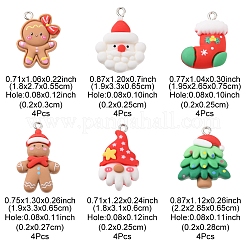 24Pcs 6 Styles Christmas Opaque Resin Pendants&nbsp;RESI-FS0001-44