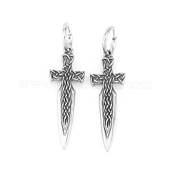 304 Stainless Steel Sword Cross Hoop Dangle Earrings&nbsp;WGB5430-01