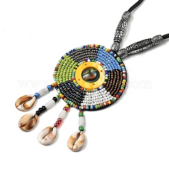 Retro Style Glass & Acrylic & CCB Beads Pendant Necklaces&nbsp;NJEW-Q349-01D
