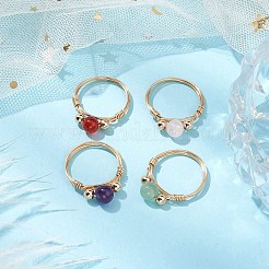 Round Natural & Synthetic Gemstone Finger Rings&nbsp;RJEW-JR00699