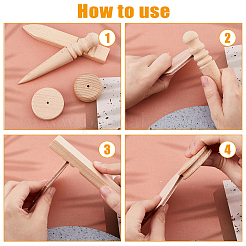 4Pcs 4 Styles Wood Leather Edge Burnisher Handworking&nbsp;AJEW-FH0005-30
