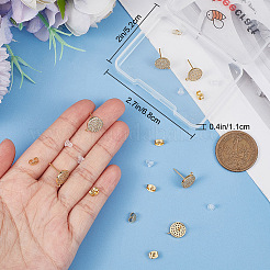 4 Pairs Brass Micro Pave Cubic Zirconia Flat Round Stud Earring Findings&nbsp;ZIRC-BBC0001-96