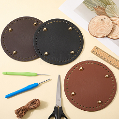 3Pcs 3 Colors Flat Round PU Leather Knitting Crochet Bags Nail Bottom Shaper Pad&nbsp;DIY-CL0002-14