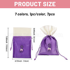 7Pcs 7 Colors Rectangle Cloth Sachet Packing Pouches&nbsp;ABAG-CA0001-19