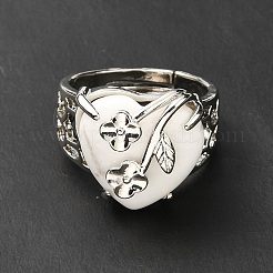 Natural Howlite Adjustable Rings&nbsp;RJEW-P043-03P-10