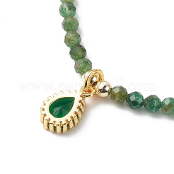 Cubic Zirconia Teardrop Pendant Necklace with Natural Gemstone Beaded Chains for Women&nbsp;NJEW-JN04121