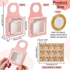 Square Kraft Paper Festival Gift Storage Boxes with Thank You Sticker and Polyester Ribbon&nbsp;CON-PH0003-06