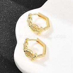 Lyre Brass Micro Pave Clear Cubic Zirconia Hoop Earrings&nbsp;EJEW-D348-04G