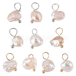 10Pcs 2 Colors Natural Baroque Keshi Pearl Pendants&nbsp;PALLOY-TAC0308