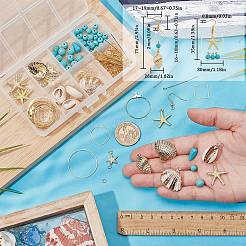 Ocean Theme Synthetic Turquoise & Natural Shell Dangle Earrings DIY Making Kit&nbsp;DIY-SC0025-79