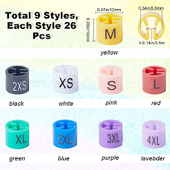 234Pcs 9 Colors 2XS~4XL Plastic Clothing Trouser Size Markers&nbsp;KY-CP0001-08