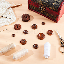 100Pcs 6 Style Natural Flat Round 4-hole Basic Sewing Button&nbsp;FIND-OC0002-11