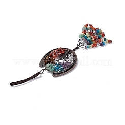 7 Chakra Gemstone Chip Tree of Life Pendants Decoration&nbsp;G-F733-06A