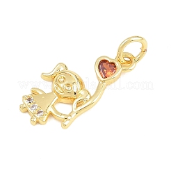 Brass Micro Pave Cubic Zirconia Pendants&nbsp;KK-D258-40G-01