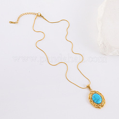 Vintage Oval Synthetic Turquoise Pendant Necklaces&nbsp;XH2096