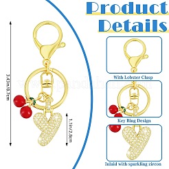 Brass Micro Pave Clear Cubic Zirconia Letter Pendant Keychain&nbsp;KEYC-SW00015-Y