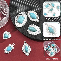 6Pcs 6 Styles Dyed Synthetic Turquoise Pendants&nbsp;STAS-SZ0003-81