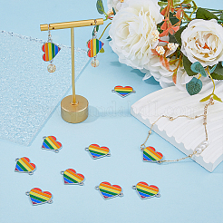 30Pcs Rainbow Color Alloy Enamel Connector Charms&nbsp;ENAM-HY0001-15