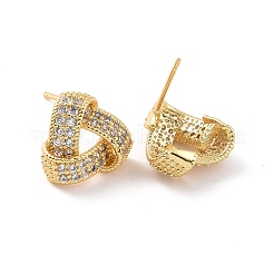 Clear Cubic Zirconia Hollow Out Triangle Stud Earrings&nbsp;EJEW-F298-15G