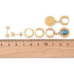 304 Stainless Steel Flat Round Stud & Hoop Earrring Set for Women&nbsp;LS-EJEW-U063-03G